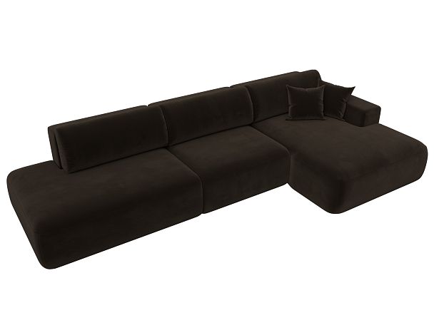 Диван угловой Лига-036 Модерн Лонг правый угол Микровельвет коричневый - Вид 5
