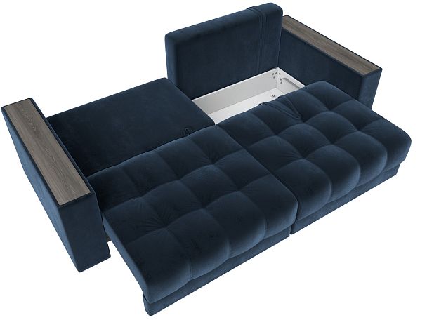 Диван прямой с декором Лига-049 НПБ Велюр синий - Вид 9