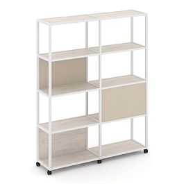 Shelf Mobile Стеллаж 5 уровней 2 секции VR.LT-STK-512.12 Денвер Светлый/Металл Белый/W-04 2370*400*2000 - Фото предпросмотра