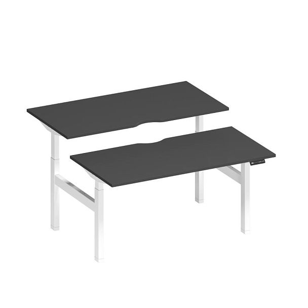 Рабочая станция на электроприводе с вырезами Elevo А2 БГ 103.2 АР антрацит премиум / белый гладкий - Вид 1