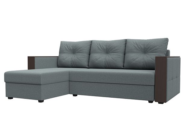 Диван угловой Валенсия Лайт левый угол Рогожка серый - Вид 1