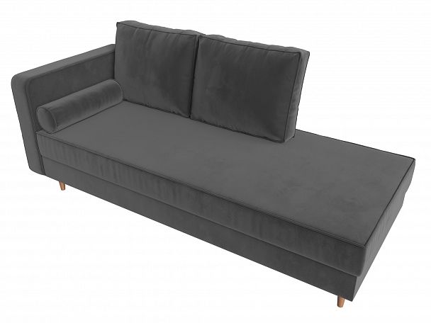 Кушетка Прайм левый (полностью велюр серый) - Вид 5