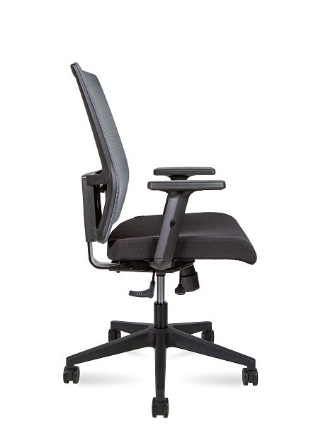 Кресло офисное Techo LB / черный пластик / серая сетка / черная ткань - Вид 3