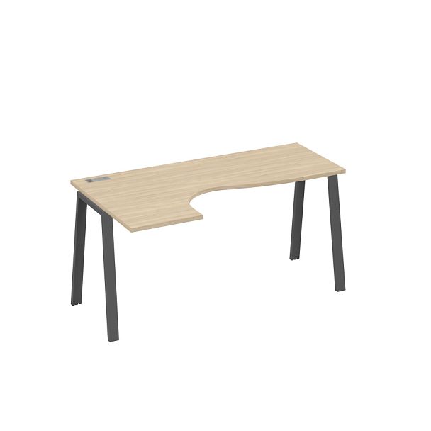 Стол эргономичный левый "Классика" на металлокаркасе TRE A4 А4 Б3 035 БП дуб скандинавский / металлокаркас антрацит - Вид 1