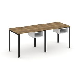 Concept Рабочая станция односторонняя с подвес. тумбами 2 места CN.ORS-101 Сандал Янтарный/Белый Бриллиант/Металл Черный 1960*720*750 - Фото предпросмотра