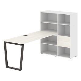 Стол-стеллаж EVRST 1117 Ясень Траун/Мокко/Белый 2190х1120х1355 EDIS - Фото предпросмотра