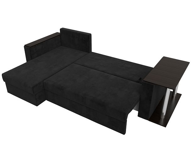 Угловой диван Атланта Лайт левый (полностью велюр черный) - Вид 9