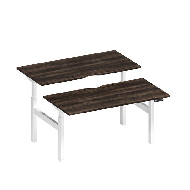 Рабочая станция на электроприводе с вырезами Elevo А2 БГ 103.2 ДР дуб ристретто/ белый гладкий - Вид 1