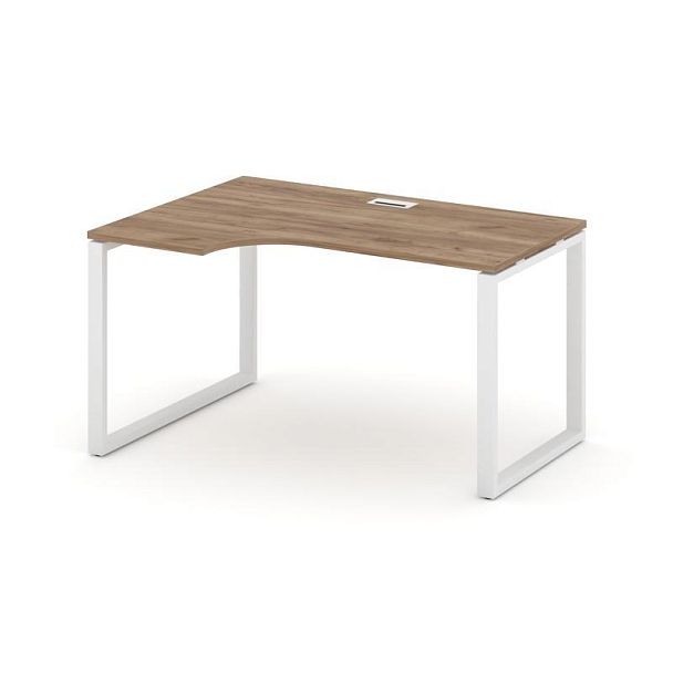 Стайл Проджект Стол рабочий эргоном. SN-6O.SPA-011(L) Дуб Табак/Металл Белый 1380*700/980*750 - Вид 1