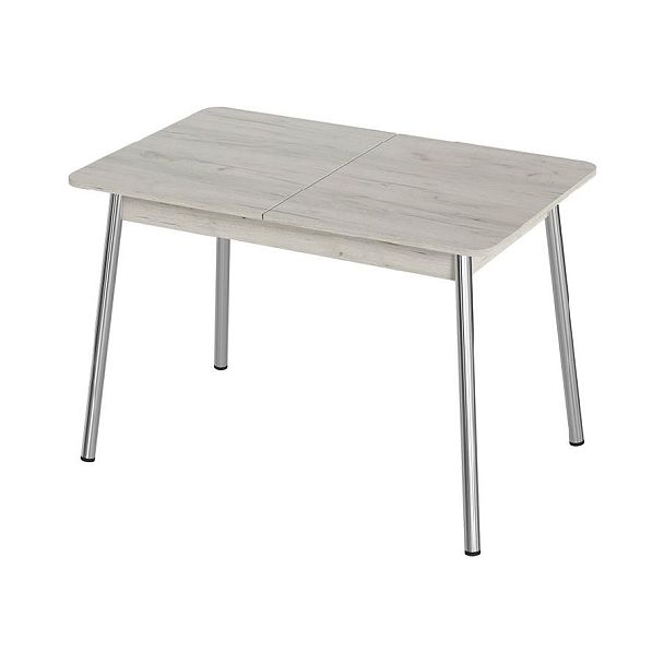 Стол Лион 2 ЛДСП (Подстолье косое хром(мет)) НЕ ВЫБИРАТЬ Дуб крафт белый - Вид 1