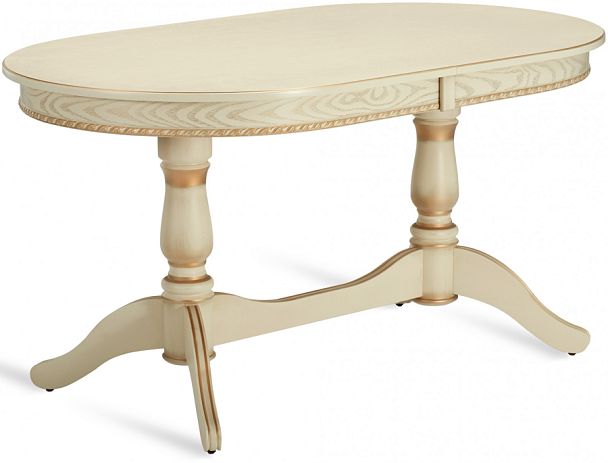 Стол деревянный раздвижной Барэнт 150(190)х90х76 Слоновая кость с золотой патиной - Вид 1