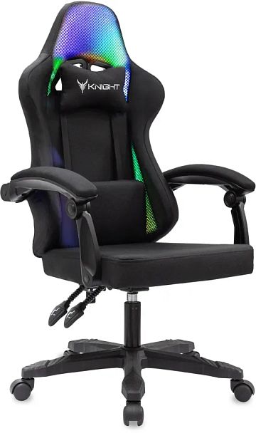 Кресло игровое Knight Wolf RGB черный с подголов. крестов. пластик пластик черный - Вид 1