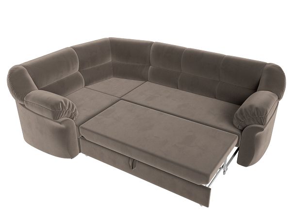 Диван угловой Карнелла левый (полностью велюр коричневый) - Вид 7