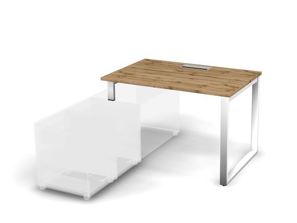 MATRIX 121B103-O Стол прямой с опорой на тумбу, пров-ик Merida (O-опопры) 1180х780х775 Дуб Крафт/Бел - Вид 1