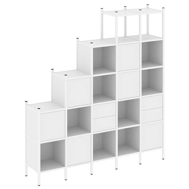 Loft Прямой стеллаж наборный VR.L-25 Белый бриллиант/Белый металл 2110*446*2280 - Вид 1