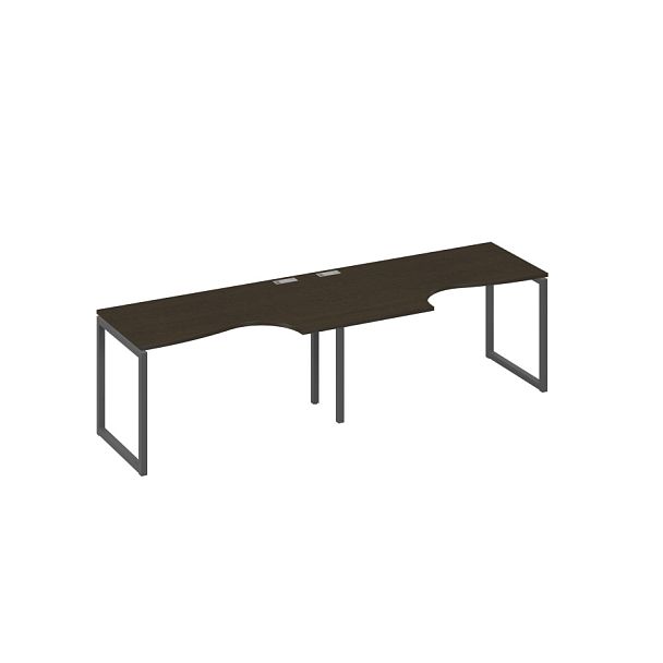 Рабочая станция столы Классика на каркасе QUATTRO (2х140) A4 А4 Б4 043-2 БП венге / металлокаркас антрацит - Вид 1