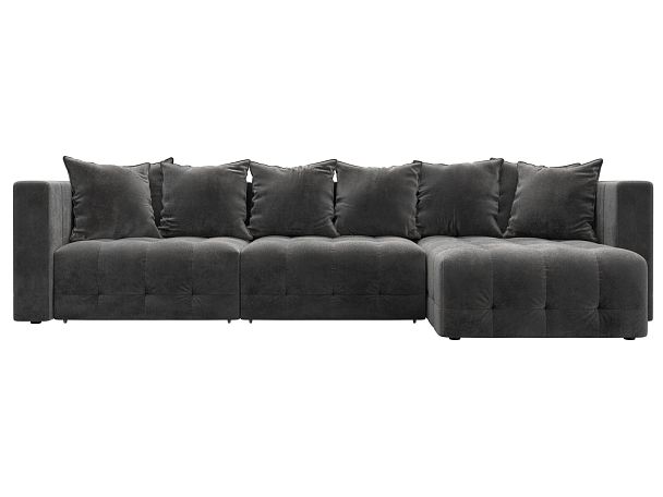 Диван угловой Лига-052 НПБ Лонг угол универсальный Велюр серый - Вид 2