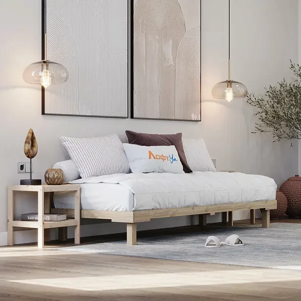 Кровать - подиум деревянная Канапе 900*1900, береза, цвет натуральный - Вид 10