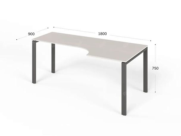 ЛАЙТ / LIGHT RLG016-16x9R Угловой стол 180x90x75 Дуб Молочный - Вид 2