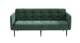 Monaco диван-кровать прямой с подлокотниками, трехместный, бархат зеленый 19 - Фото предпросмотра