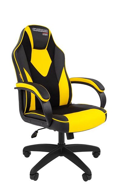 Кресло Chairman game 17 Россия экокожа черный/желтый - Вид 1
