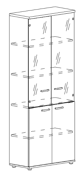 Шкаф для документов со стеклянными прозрачными дверьми A4 А4 9379 БП белый премиум - Вид 3