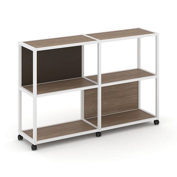 Shelf Mobile Стеллаж 3 уровня 2 секции VR.LT-STK-312.06 Дуб Аризона/Металл Белый/W-25 1170*400*1046 - Вид 1
