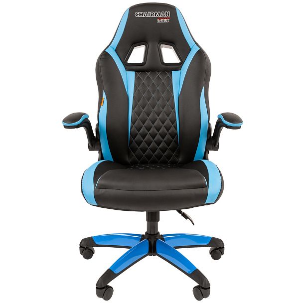 Кресло CHAIRMAN GAME 15, экокожа, черный/голубой - Вид 3
