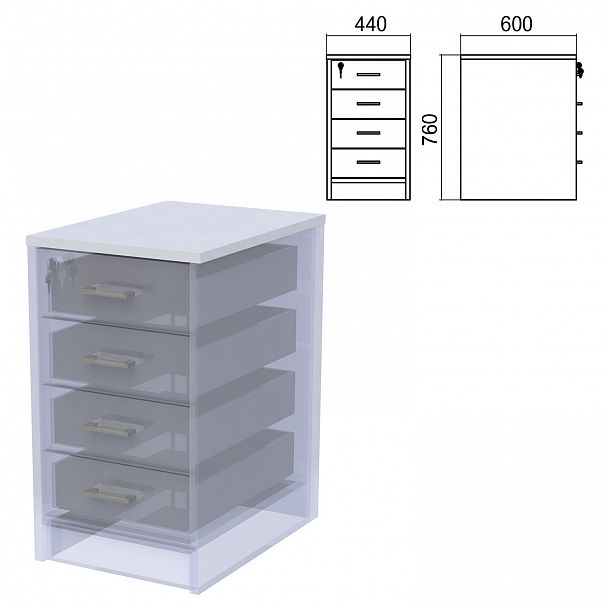 Крышка для тумбы приставной (АТ-07) "Арго", 440х600х22 мм, серый - Вид 2
