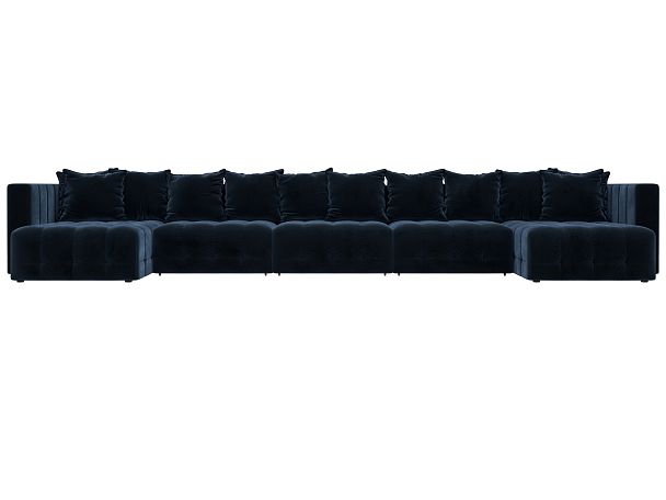 Диван П-образный Лига-052 НПБ МегаЛонг Велюр синий - Вид 2