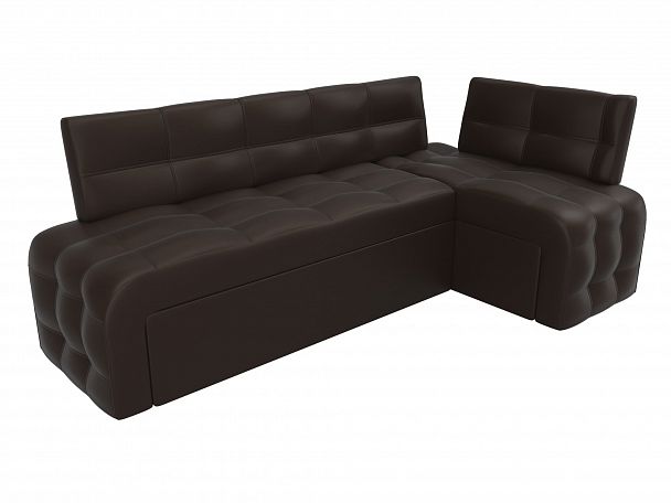 Кухонный угловой диван Люксор правый (полностью экокожа коричневая) - Вид 4