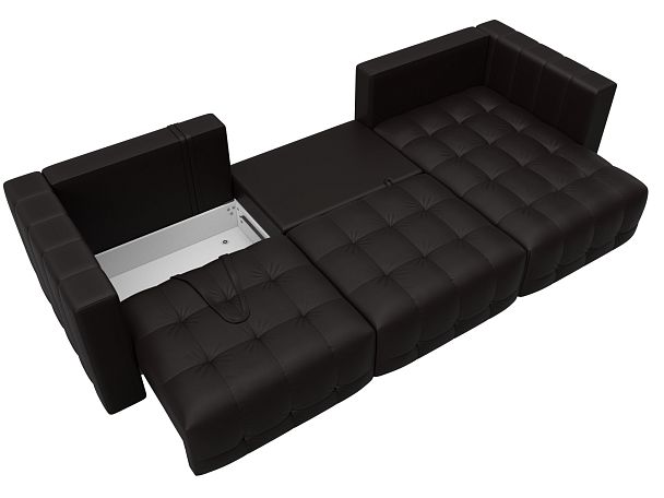 Диван угловой Лига-052 НПБ Лонг угол универсальный Экокожа коричневый - Вид 8