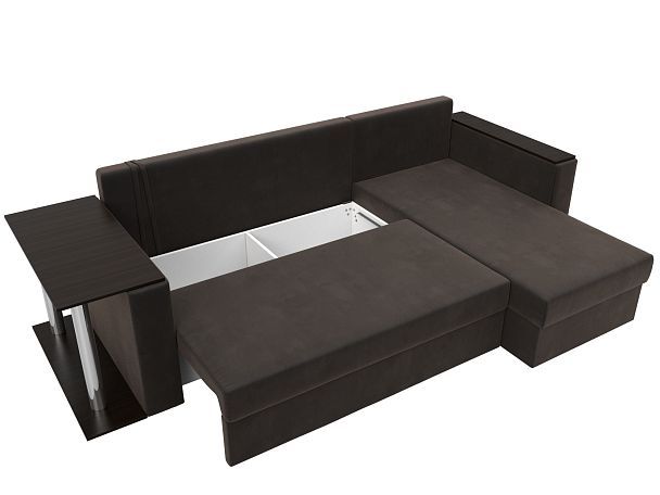 Угловой диван Атланта Лайт правый (полностью велюр коричневый) - Вид 7