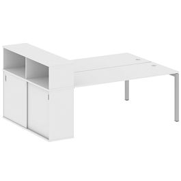 Metal System Quattro Р. ст. с шкафом-купе на П-образном м/к 50БП.РС-СШК-2.5 Т Белый/Серый металл 2210*1475*1098 - Фото предпросмотра