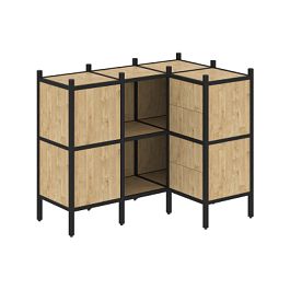 Loft Угловой внутренний стеллаж наборный VR.L-28 Тиквуд светлый/Чёрный металл 1278*862*1047 - Фото предпросмотра