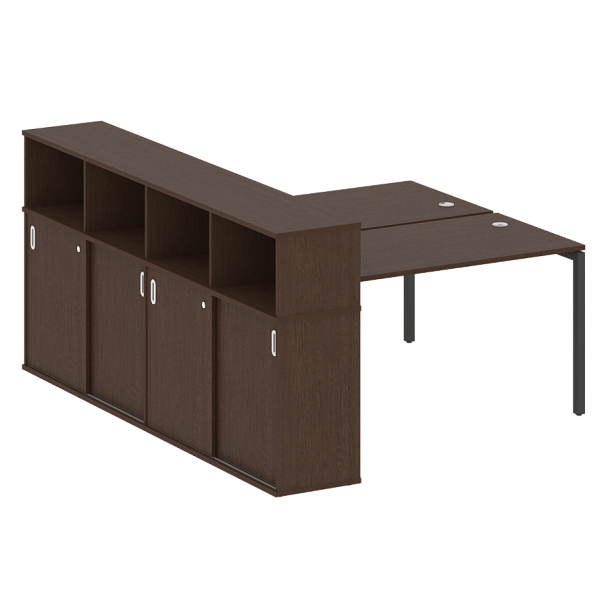 Metal System Quattro Р. ст. с шкафом-купе на П-образном м/к 40БП.РС-СШК-4.3 Т Венге/Антрацит металл 1810*2332*1098 - Вид 1