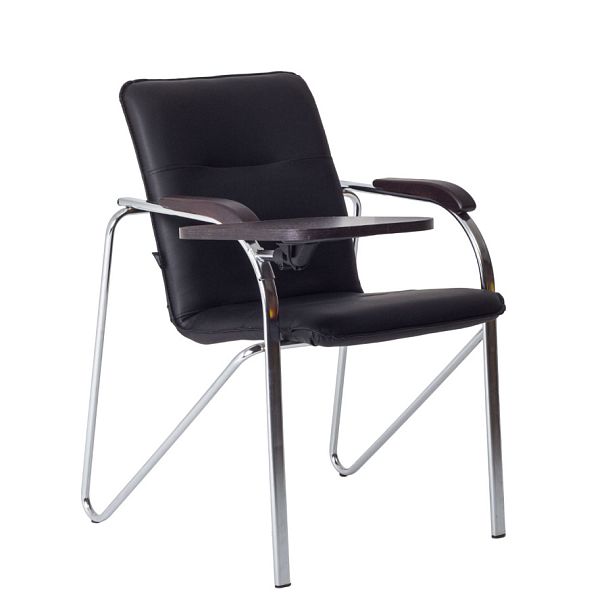 Стул-кресло офисное Самба с пюпитром, кожзам Galaxy black, каркас гальваника - Вид 1
