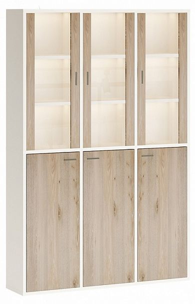 Шкаф-витрина Домино СУ(ш3в2)+3ФГ+3ФС Белый/Нельсон - Вид 1