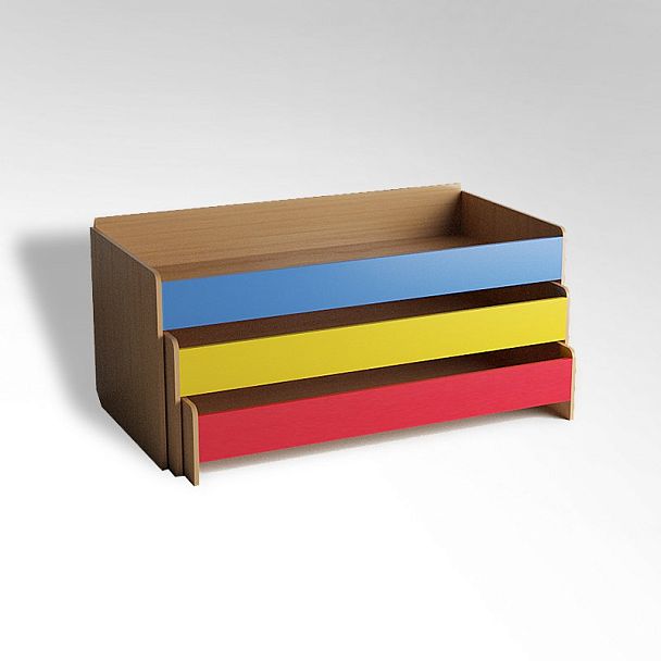 Кровать детская 3-ярусная выкатная с тумбой ( цветной фасад) настил фанера - Вид 14