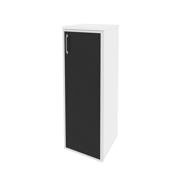 Onix Шкаф средний узкий правый O.SU-2.4 R (R) black Белый бриллиант/Стекло black 400*420*1207 - Вид 1