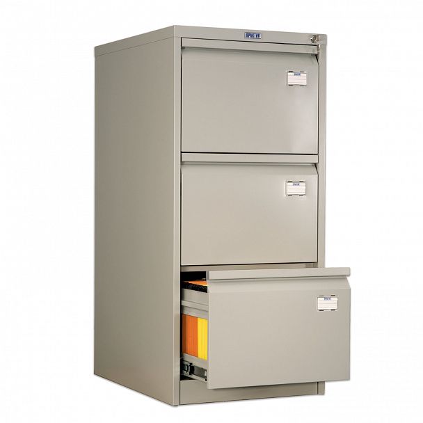 Шкаф картотечный ПРАКТИК "AFC-03", 1020х467х630 мм, 3 ящика, для 165 подвесных папок, формат папок Foolscap или A4 (БЕЗ ПАПОК) - Вид 2