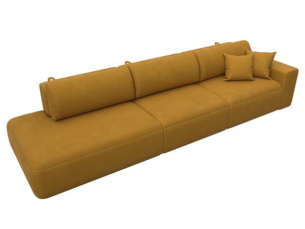 Диван прямой Лига-036 НПБ Модерн Лонг подлокотник справа Велюр желтый - Вид 5