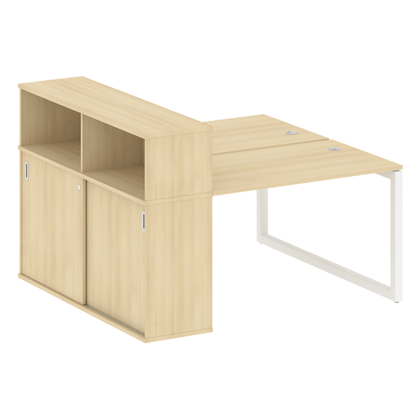 Metal System Quattro Р. ст. с шкафом-купе на О-образном м/к 50БО.РС-СШК-2.2 Т Акация/Белый металл 1610*1475*1098 - Вид 1