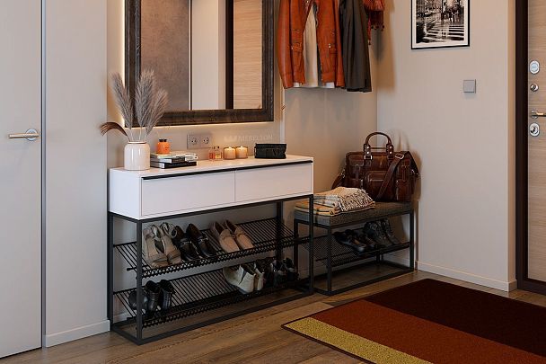 Обувница Крафт 2 LMN-02.2342 черный муар/белый - Вид 6