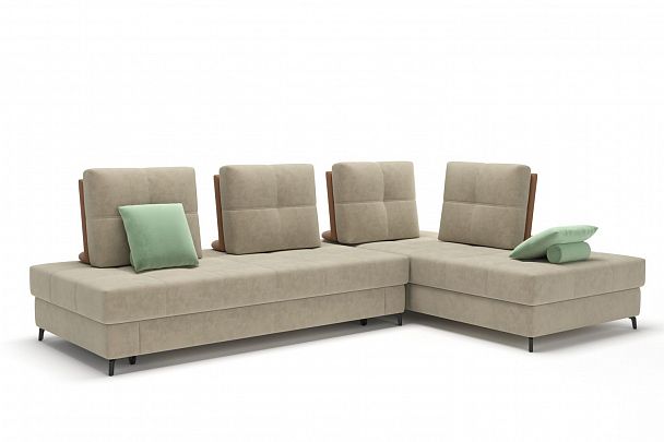 Reef диван-кровать угловой замша бежевый - Вид 2