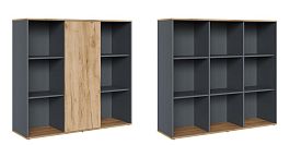 Шкаф средний со слайд-дверью Zion Light 140x42x129 дуб крафт золотой - Фото предпросмотра