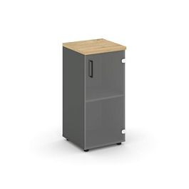 Style Project Шкаф низкий узкий SN.STU.E-302(R) Антрацит/Тиквуд Светлый/Прозрачный/Черный Ручки 400* - Фото предпросмотра