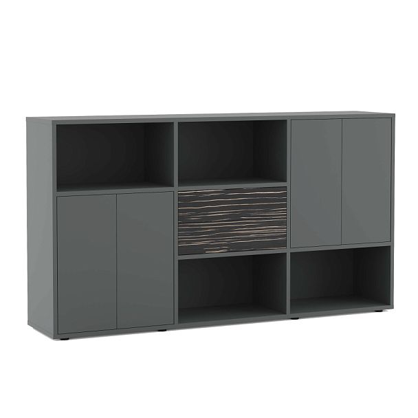 Шкаф средний Dali 227x48x127 эбен антрацит - Вид 1