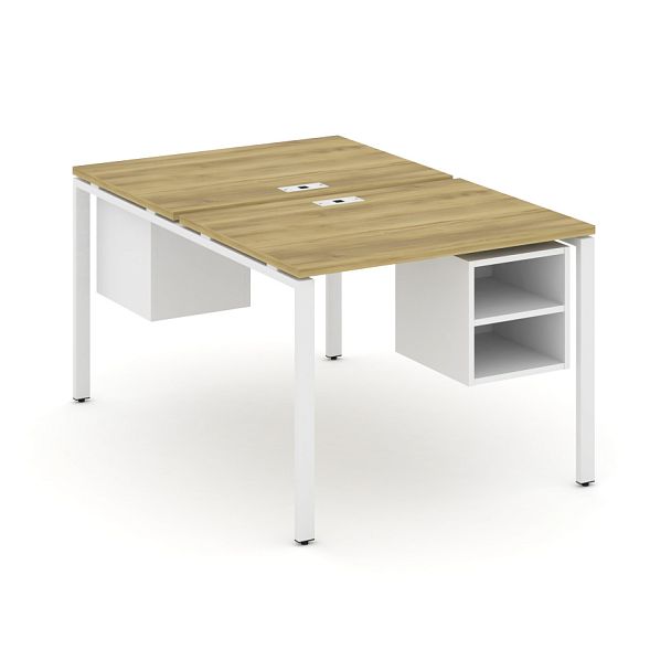 Concept Рабочая станция 2 сторонняя с подвесными тумбами на 2 места CN.DRS-105 Дуб Винченцо/Белый Бриллиант/Металл Белый 980*1480*750 - Вид 1