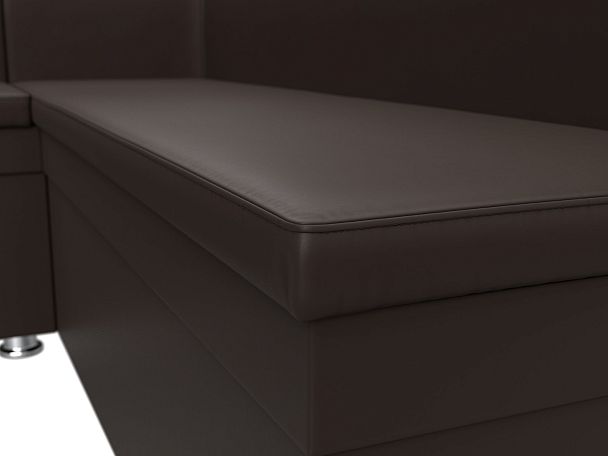 Кухонный угловой диван Уют левый (полностью экокожа коричневая) - Вид 4
